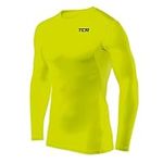 TCA Men's HyperFusion Compression Base Layer Top Long Sleeve Under Shirt - Crew Neck - Lime Punch, XXL