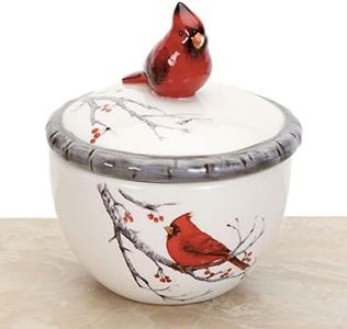 Bits and Pieces - Ceramic Cardinal Trinket Box - Keepsake and Jewelry Box - Home Décor