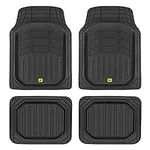 Cat® CAMT-9014 (4-Piece) Heavy Duty Deep Dish Rubber Floor Mats, Trim to Fit for Car Truck SUV & Van, All Weather Total Protection Durable Liners Black