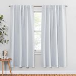 PONY DANCE Blackout Curtains Thermal Insulated Window Treatment Panels Room Darkening Blackout Drapes for Living Room Back Tab/Rod Pocket Bedroom Draperies (2 Panels, Greyish White, 52x63 Inch)