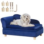 VEVOR Pet Sofa, Dog Couch for Medium-Sized Dogs and Cats, Soft Velvety Dog Sofa Bed, 60 lbs Loading Cat Sofa, Blue