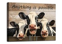 Cow Canvas Wall Art Cow Picture Wall Decor Farmhouse Funny Animal Prints Framed Inspirational Poster for Home Office 12x16inch