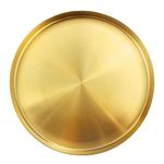 Gold Round Tray, Stainless Steel Tray 30cm/11.8in, Serving Tray Coffee Tray Metal Organizer Plate, Living Room Organizer, for Makeup, Tea, Coffee, Drinks, Toiletries, Snack, Fruit, Kitchen Tableware