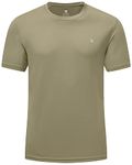 BGOWATU Men's Quick Dry Short Sleeve T-Shirt Rash Guard Swim Shirts Gym Running Workout Active Athletic UPF 50+ UV Tee Shirt Khaki Size L