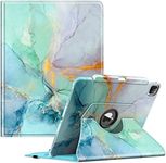 Fintie Rotating Case for iPad Pro 12.9-inch 6th Generation 2022-360 Degree Swiveling Protective Cover with Pencil Holder, Auto Sleep/Wake, Also Fit iPad Pro 12.9" 5th/4th/3rd Gen, Emerald Marble