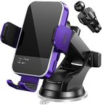 Wireless Car Charger,【7 Colored RGB Backlit】15W Auto Clamping Car Charger Phone Mount Holder for iPhone 16 15 14 13 12 Mini Pro Max 11, Samsung Galaxy S24 Ultra S23 S22 S21+ S10+ Note 20, etc - Purple