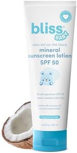 Bliss Baby Sunscreen, Premium SPF 50 Sunscreen Mineral Lotion, Natural Zinc Oxide, Hypoallergenic, Non-toxic, Water-Resistant, Vegan, Sensitive Skin - For Babies, Toddlers, Kids & Whole Family