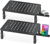 Zimilar 2 Pack Monitor Stand Riser, 3 Height Adjustable Monitor Stand with Unique Star Mesh for Computer, Laptop, Printer, Notebook, iMac, Premium Metal Monitor Risers for 2 Monitors