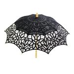 SM SunniMix Vintage Ladies Lace Embroidered Umbrella Folded Parasol Wedding Decor 38 Inch, Black, 96cm