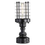 Kaj Hejmo Vintage Industrial Steampunk Desk Lamp with Lampshade Ring, Water Pipe Bedside Table Lamp, E27 LED Edison Table Desk Lights Bedroom Living Office Home Decor (1 Set, Black-Cylinder)