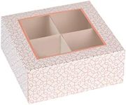 Hammont Window Box with Four Sections - 6 Pack - 6”x6”x2.5” - Unique Design Bakery Boxes Perfect for Sharing Snacks and Cookies | 4 Insert Sections Gift Boxes (Rose Gold)