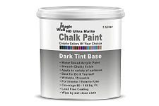 Chalk Paint Dark Colors | 1 Liter - Matt Finish | Water Base Acrylic Paint | Coverage : 80 to 100 Sq. Ft. | Apply on Surfaces Like Walls, Boards, Furniture & Home Décor Products. (Dark Tint Base)