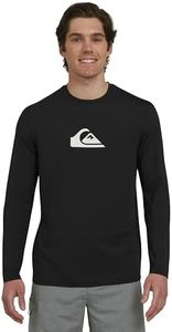 Quiksilver Men's Swimwear Regular Fit UPF 50 Long Sleeve Sun Tee Rash Guard Shirt, Black, Medium