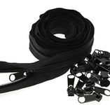 Leekayer #3 Black Nylon Coil Zippers by The Yards Bulk 10 Yards with 25pcs Sliders for DIY Tailor Sewing Craft,Bag,Luggage,Dress,Sofa Cushion,Pillow (Black)