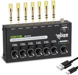 COKYIS Mini Audio Mixer, 6-Channel Stereo Line Mixer for Precision Sub-Mixing, with Ultra Low-Noise Operation, Independent Microphone Control, 1/4" TRS Input/Output-for Guitars, Bass, Stage Mixer