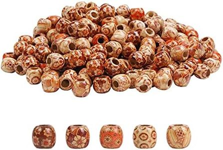 HANDI STITCH Lot de 300 Perles en Bois Naturel Rondes à Motif - Taille : 1 cm et Trou : 5,7 mm - Perle Bois d’Espacement pour Création de Bijoux, Objet Artisanal & Décorations Faites Maison