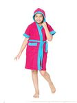 SAND DUNE Kids Girl Hood Bathrobe | Terry Cotton Shower Gown | Half Sleeve Knee Length Kids Girl Bath Robes | Pocket with Waist belt Kid Girl Bathrobes | Rani Pink Bathrobe | 14-15 Year Kid