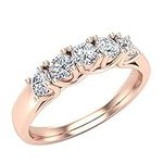 Glitz Design Weding Band Diamond Rings 5 Stone Anniversary Trellis Style 0.50 ct t.w 14K Rose Gold. (H,SI1) (Ring Size 9)