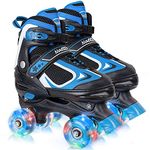 Kids Roller Skates for Boys - Blue for Toddler Little Kids Age 4 5 6 7- Adjustable All Light up Wheels Indoor Outdoor Sports Birthday Gift for Son and Grandson