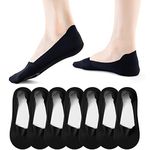 7 Pairs Black Women Low Cut Liner No Show Socks Ice Silk Nonslip Liner Invisible Hidden Thin Socks