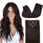 GOO GOO Clip in Hair Extensions Real Human Hair, 24inch 120g 7Pcs, #2A Light Brown, Remy Human Hair Extensions Clip ins for Women, Natural Human Hair