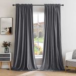 MIULEE Grey Velvet Curtains Thermal Insulated Blackout Curtain Drapes for Bedroom Living Room Darkening 84 Inches Long Curtains Panels Rod Pocket Set of 2