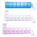 3 Pieces Pill Box Organiser Pill Dispenser Box, 7 Day Pill Box Organiser One Time a Day, Weekly Pill Box Pill Organiser for Medication, Supplements, Vitamins, Cod Liver Oil