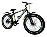 Ralley Jaguar 2.0 26T Full Size Bicycle | Front Suspension | Dual Disc Brakes | Triple Wall Alloy Rims | Single Speed | Matt Finish | Non Gear Cycle (Black/Green)