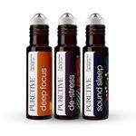 PURETIVE | Daily Calm on-the-go essential oil roll on kit | Destress Roll On- Relief from Stress | Deep Focus Roll On- Increase your focus | Sound Sleep Roll On- Promotes healthy sleep | 10ml each