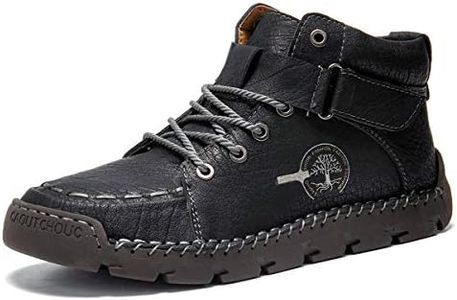 gracosy Men Winter’s Casual Boots Men’s Winter Warm Shoes for Outdoor High-top Leather Shoes Non-Slip Sole Walking Shoes Black 12