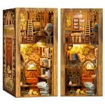 CUTEBEE DIY Book Nook Kit - DIY Miniature Dolls House Kit with Furniture and LED Light, 3D Puzzle Wooden Art Bookends, Model Kits for Adults to Build, (Eternal Bookstore)