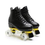 Roller Skates Womens Size 10 Black Classic Skating High-Top Double-Row Leather Skates