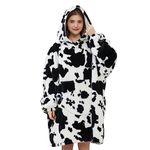 Viviland Blanket Hoodie Oversized Sweatshirt Super Soft Warm Comfortable Giant Pullover with Large Front Pocket,Gifts for Women Men Teenagers,Cow Print