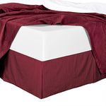 300tc Cotton Stripes Pleated Tailored Bed Skirt with 15 Inches Drop and Split Corners By Sheetsnthings (Queen, Burgundy)