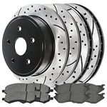 AutoShack Front and Rear Drilled Slotted Brake Kit Rotors Black and Ceramic Pads Set of 4 Replacement for 2006-2018 Ram 1500 2007-2009 Dodge Durango 2007-2009 Chrysler Aspen 5.7L 4WD RWD SCD967PR63007