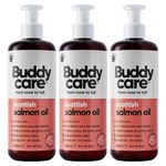 Buddycare Salmon Oil - Natural Supplement for Dogs & Cats - Rich in Omega-3 Fatty Acids for a Healthy Coat and Skin (500ml x3)