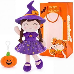 Gloveleya Halloween Baby Doll Baby Girl Gifts Cloth Dolls Kids Plush Toys Witch Dolls Purple 16 inches