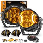 Auxbeam V-Ultra Series 3 Inch 108W LED Round Pods, 3 Modes Offroad Driving Side Shooter Light with Amber DRL, 270° Ultra-Wide Amber Cube Universal Spotlights with Covers & DT Plug Wiring Harness