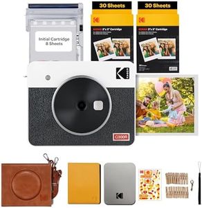 KODAK Mini Shot 3 Retro 4PASS 2-in-1 Instant Digital Camera and Photo Printer (3x3 inches) Initial 8 Sheets + 60 Sheets Gift Bundle, White (NOT Zink)