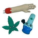 Dog Toy Bundle - Water Pipe Zombie Arm Green Leaf Funny Stuffed Chew Plushies for Puppies (3 Pack)