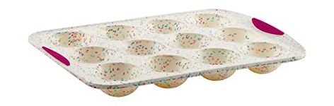 Trudeau 05118652 Structure White Confetti Reinforced Silicone 12 Cup Dome Cake Pan/Mold Bakeware, Steel