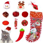 septillar Cat Toys,10 PCS Cat Christmas Stocking Gift Set,Cat Toys For Indoor Cats Interactive Pet Cat Assorted Toys with Crinkle Ball Mice X-mas Gifts Set for Kitten Kitty