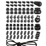 ATB-Foger 5 Styles Toggles for Cord Locks Toggles for Drawstrings Elastic Bungee Nylon Shock Cord With 3mm*4m Black Spring Rope for Shoelaces Clothing Backpack Paracord（100pcs)