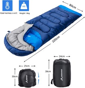 BISINNA 4-Season Sleeping Bag with Pillow – Lightweight Waterproof, Blue