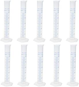 Geesatis 10 Pcs Plastic Measuring Cylinders 50 ml Lab Test Graduated Measuring Cylinder