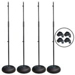 4x Thor MS001 Round Base Microphone Stand Black heavy Duty Retro Mic Stand