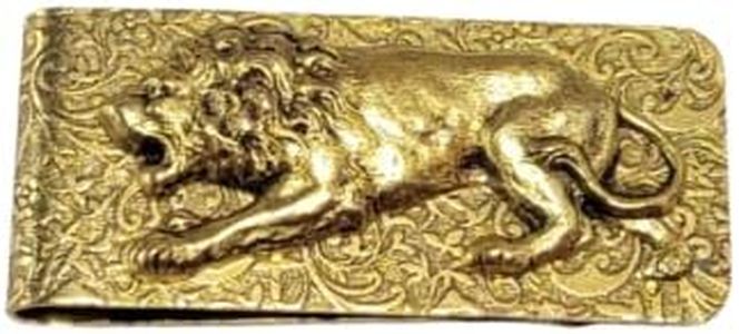 Handmade Oxidized Gold Embossed Lion Money Clip