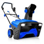 Safstar Snow Blower, 20-Inch 15-AMP Walk-Behind Snow Thrower W/LED Headlights & 180° Rotating Chute, 30FT Throwing Distance, 10" Depth Clearing Path, Corded Electric Snowblower for Driveway (Blue)