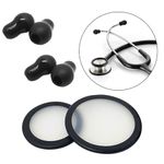 Stethoscope Bell Diaphragm Cover and Eartips Replacement Parts Compatible with Littmann Stethoscope Replacement Kit Fits Classic 3, Cardiology 3 & Cardiology 4 Stethoscope (black)