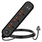 ZEBRONICS Power BAR 132, Extension Board/Strip, 2000 Watts, 10 Amps, 1x Type C Port, 3X Universal Socket, 2X USB Port, LED Indicator, On/Off Switch, Wall Mountable, 3 Meter